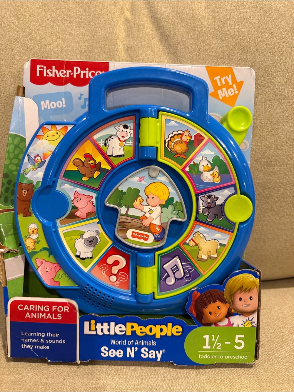 New Fisher-Price Little People See N' Say World of Animals - Blue and Green